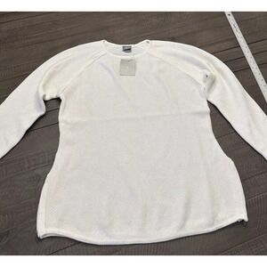 Page & Tuttle Raglan Crewneck White Long Sleeve Women Shirt Off-White Ribbed Med
